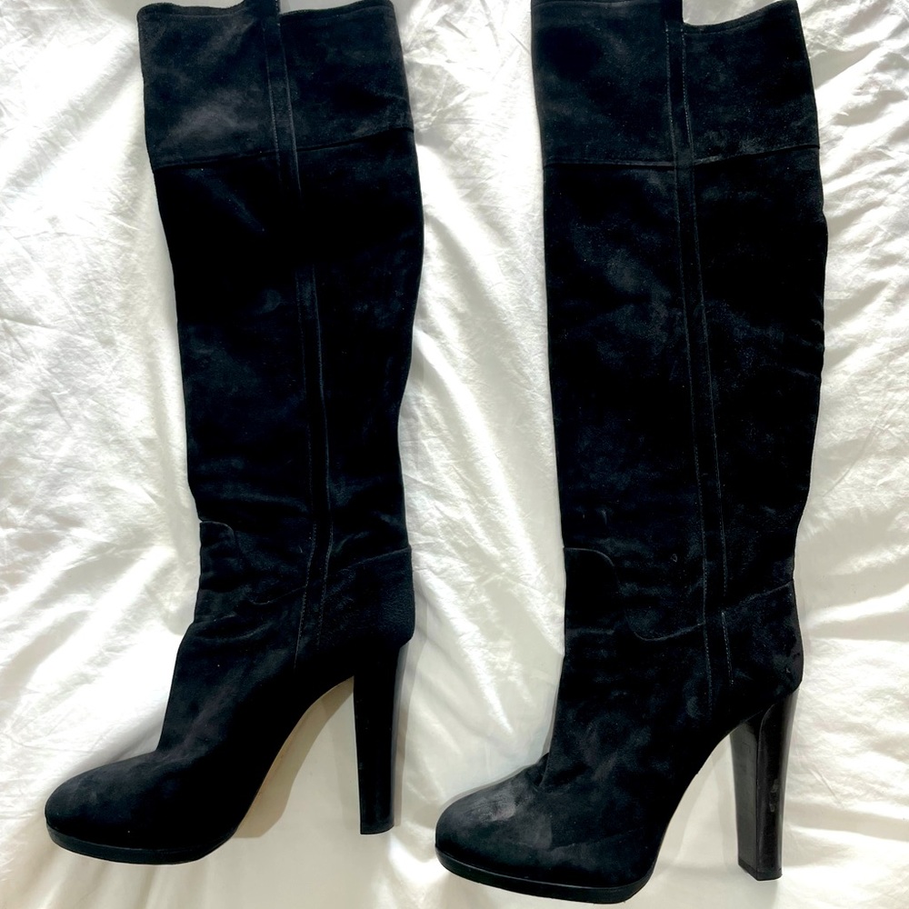 Reed Karkoff suede black boots. Size 39 1/2. 4 1/2 in heel. Gently worn
